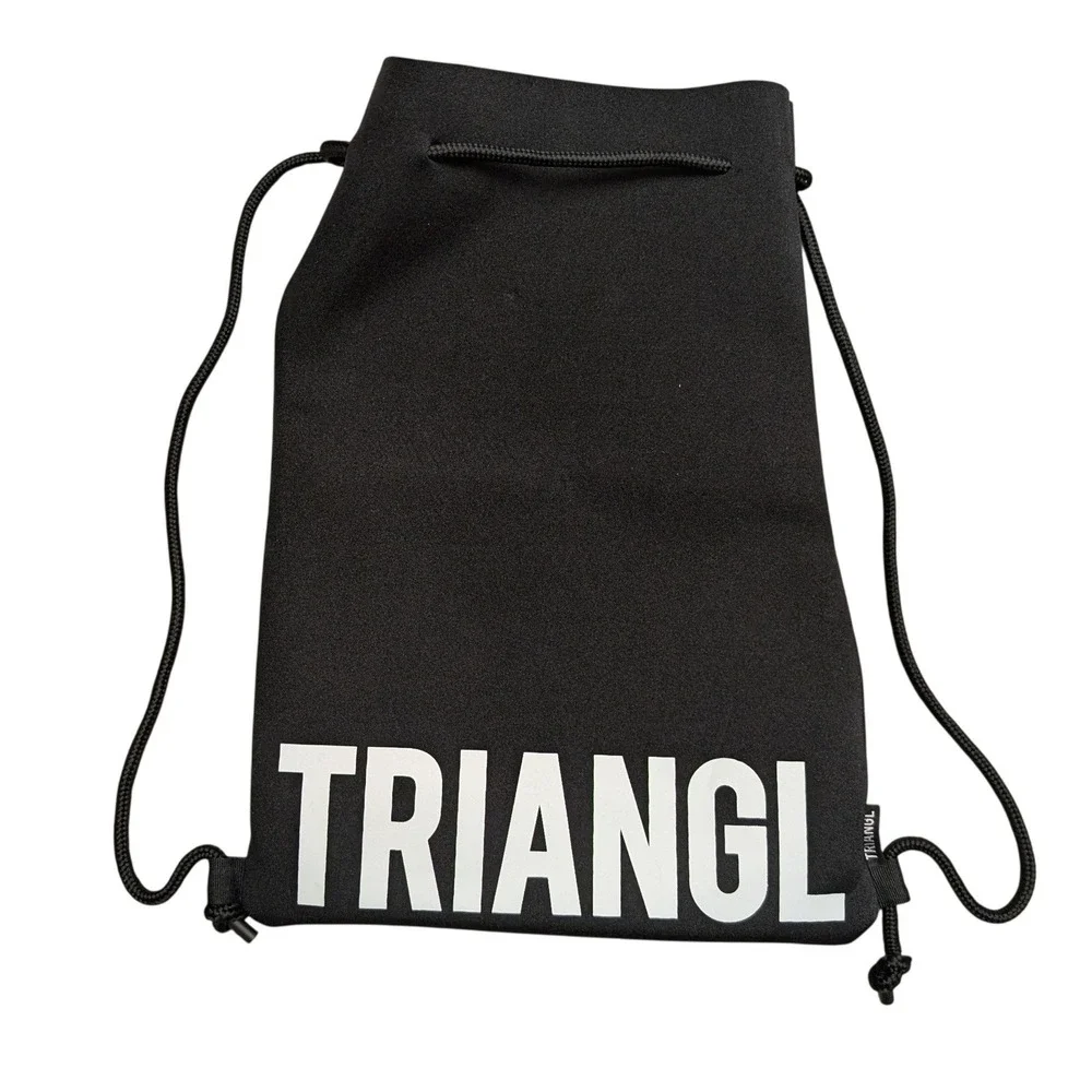 Triangl Black Neoprene Drawstring Backpack Beach Bag Logo Travel Vacation Pool